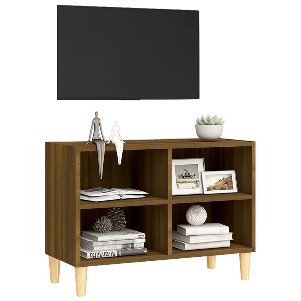 Tv-meubel met houten poten 69,5x30x50 cm bruin eikenkleur is nu te koop bij PeponiXL, paradijselijk wonen!