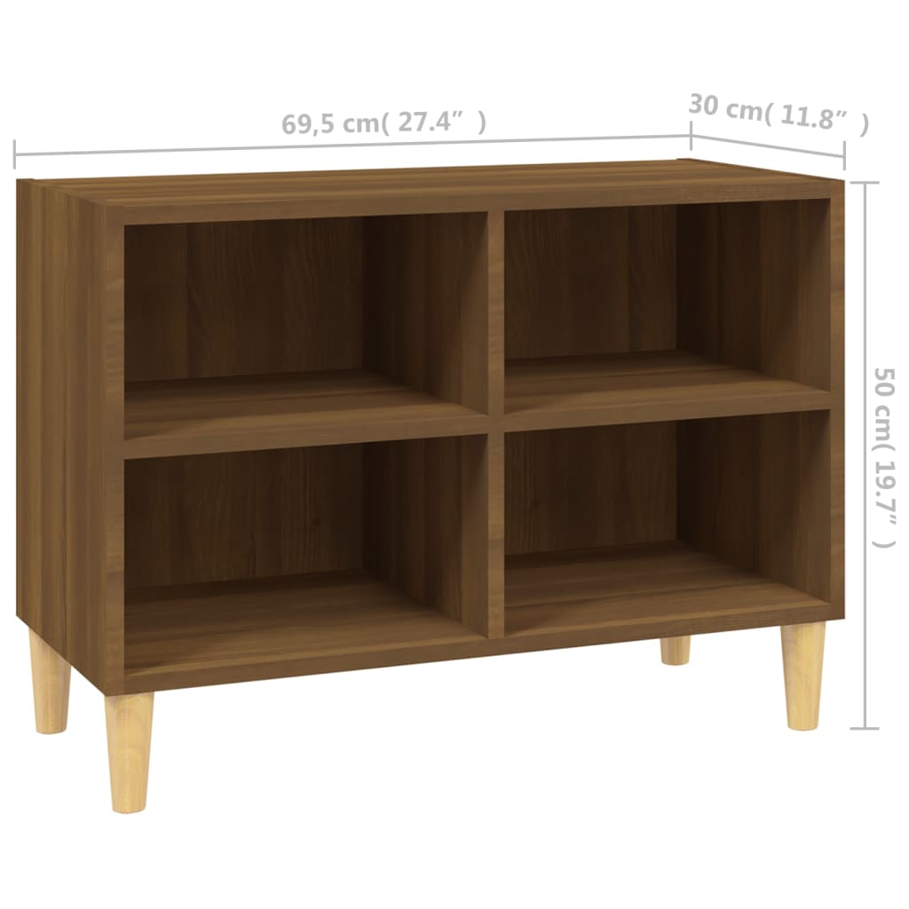 Tv-meubel met houten poten 69,5x30x50 cm bruin eikenkleur is nu te koop bij PeponiXL, paradijselijk wonen!