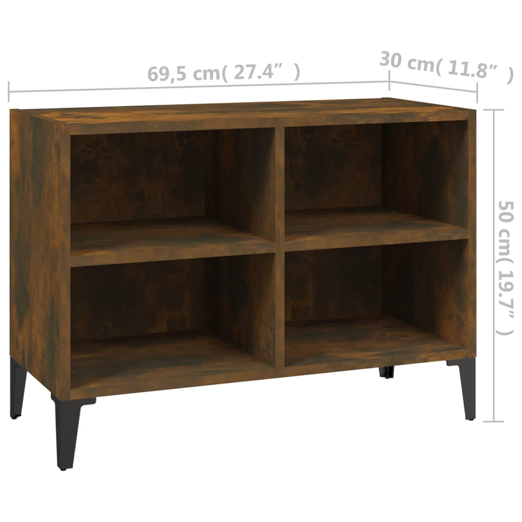 Tv-meubel met metalen poten 69,5x30x50 cm gerookt eikenkleurig is nu te koop bij PeponiXL, paradijselijk wonen!