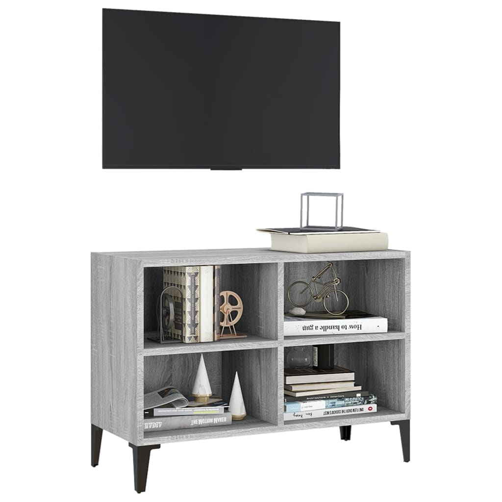 Tv-meubel met metalen poten 69,5x30x50 cm grijs sonoma eiken is nu te koop bij PeponiXL, paradijselijk wonen!