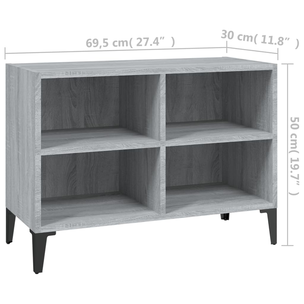 Tv-meubel met metalen poten 69,5x30x50 cm grijs sonoma eiken is nu te koop bij PeponiXL, paradijselijk wonen!