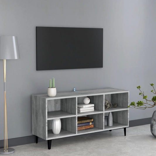 Tv-meubel met metalen poten 103,5x30x50 cm grijs sonoma eiken is nu te koop bij PeponiXL, paradijselijk wonen!