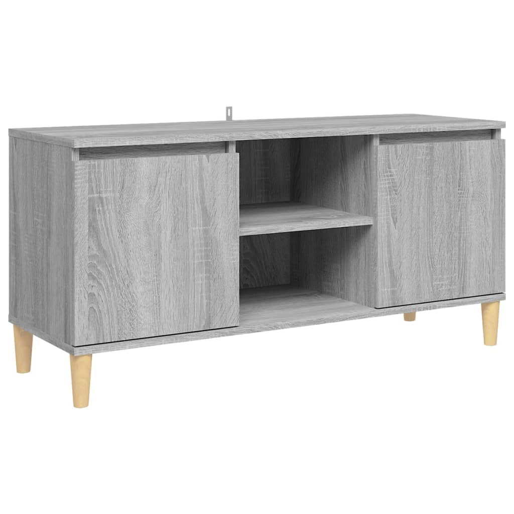 Tv-meubel met houten poten 103,5x35x50 cm grijs sonoma eiken is nu te koop bij PeponiXL, paradijselijk wonen!