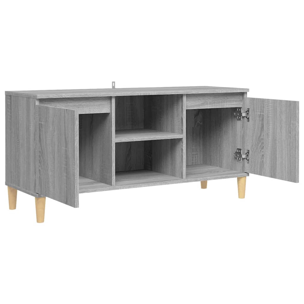 Tv-meubel met houten poten 103,5x35x50 cm grijs sonoma eiken is nu te koop bij PeponiXL, paradijselijk wonen!
