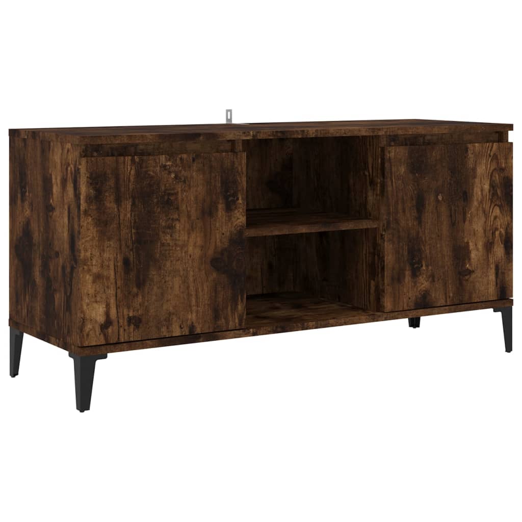 Tv-meubel met metalen poten 103,5x35x50 cm gerookt eikenkleurig is nu te koop bij PeponiXL, paradijselijk wonen!