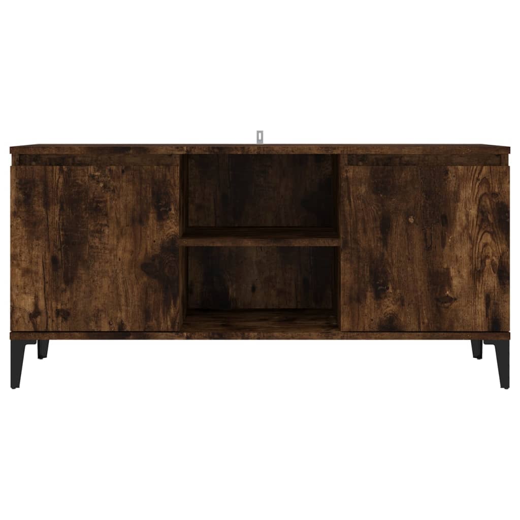 Tv-meubel met metalen poten 103,5x35x50 cm gerookt eikenkleurig is nu te koop bij PeponiXL, paradijselijk wonen!