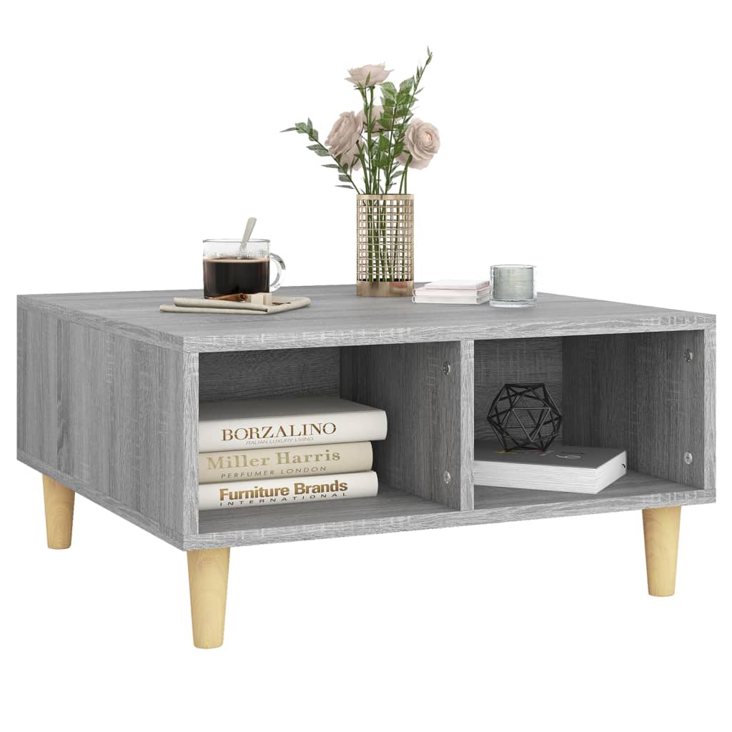Salontafel 60x60x30 cm bewerkt hout grijs sonoma eikenkleurig is nu te koop bij PeponiXL, paradijselijk wonen!