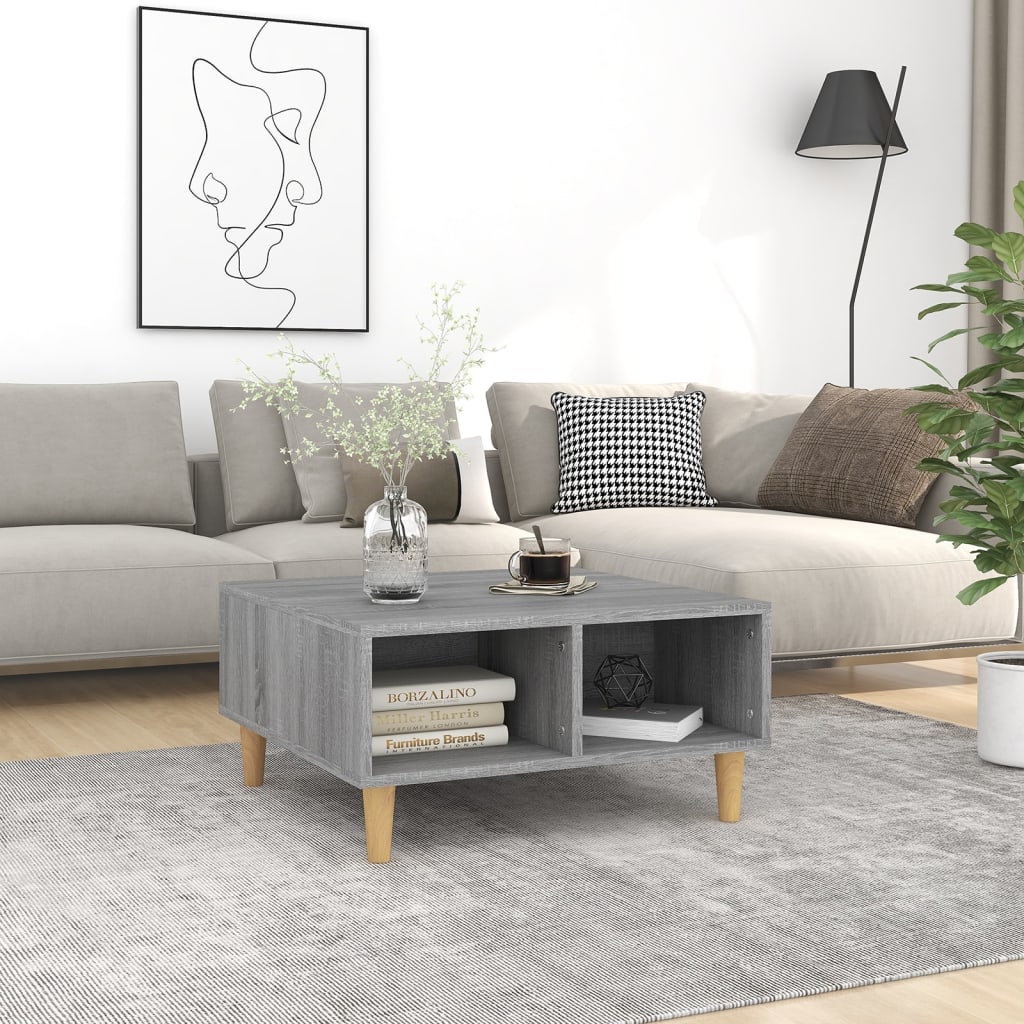 Salontafel 60x60x30 cm bewerkt hout grijs sonoma eikenkleurig is nu te koop bij PeponiXL, paradijselijk wonen!