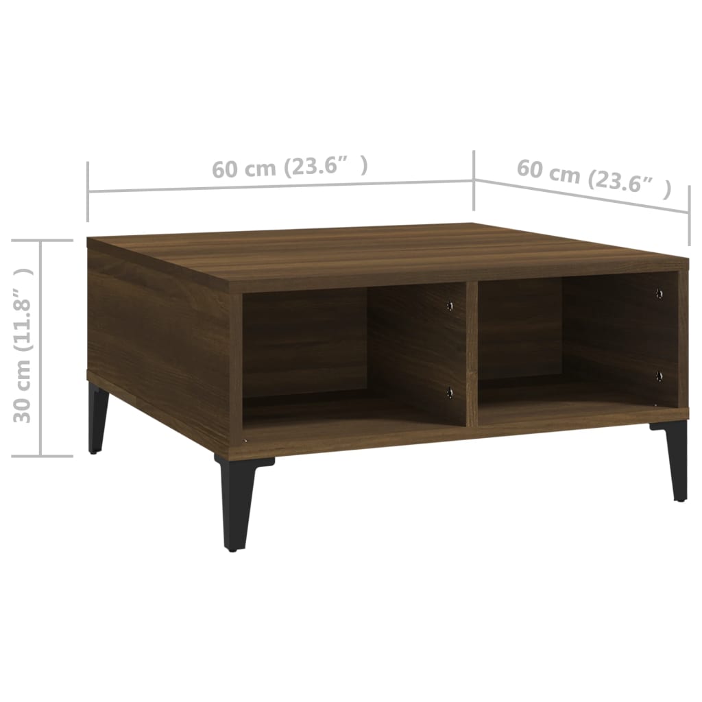 Salontafel 60x60x30 cm spaanplaat bruin eikenkleur is nu te koop bij PeponiXL, paradijselijk wonen!