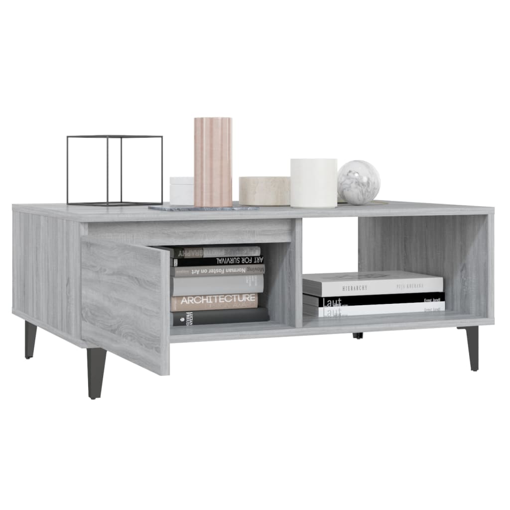 Salontafel 90x60x35 cm bewerkt hout grijs sonoma eikenkleurig is nu te koop bij PeponiXL, paradijselijk wonen!