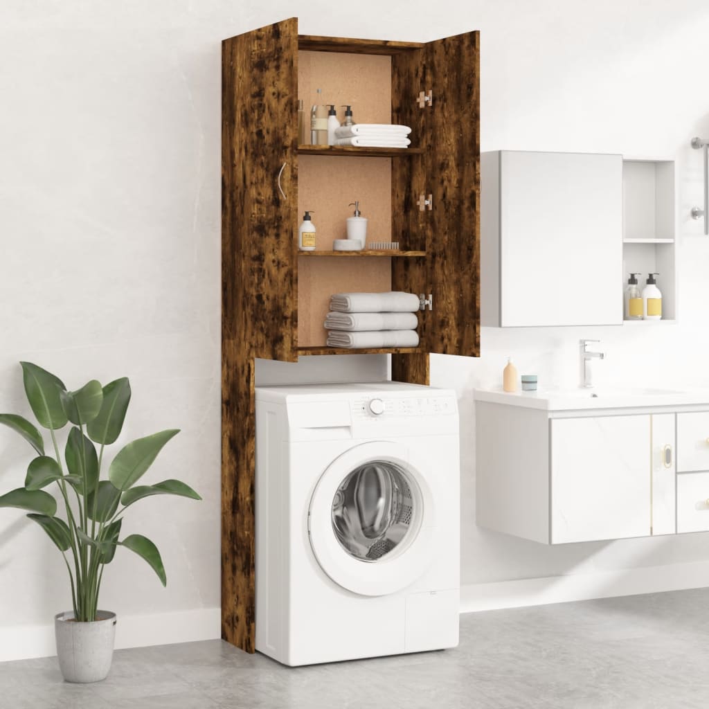 Wasmachinekast 64x25,5x190 cm gerookt eikenkleurig is nu te koop bij PeponiXL, paradijselijk wonen!