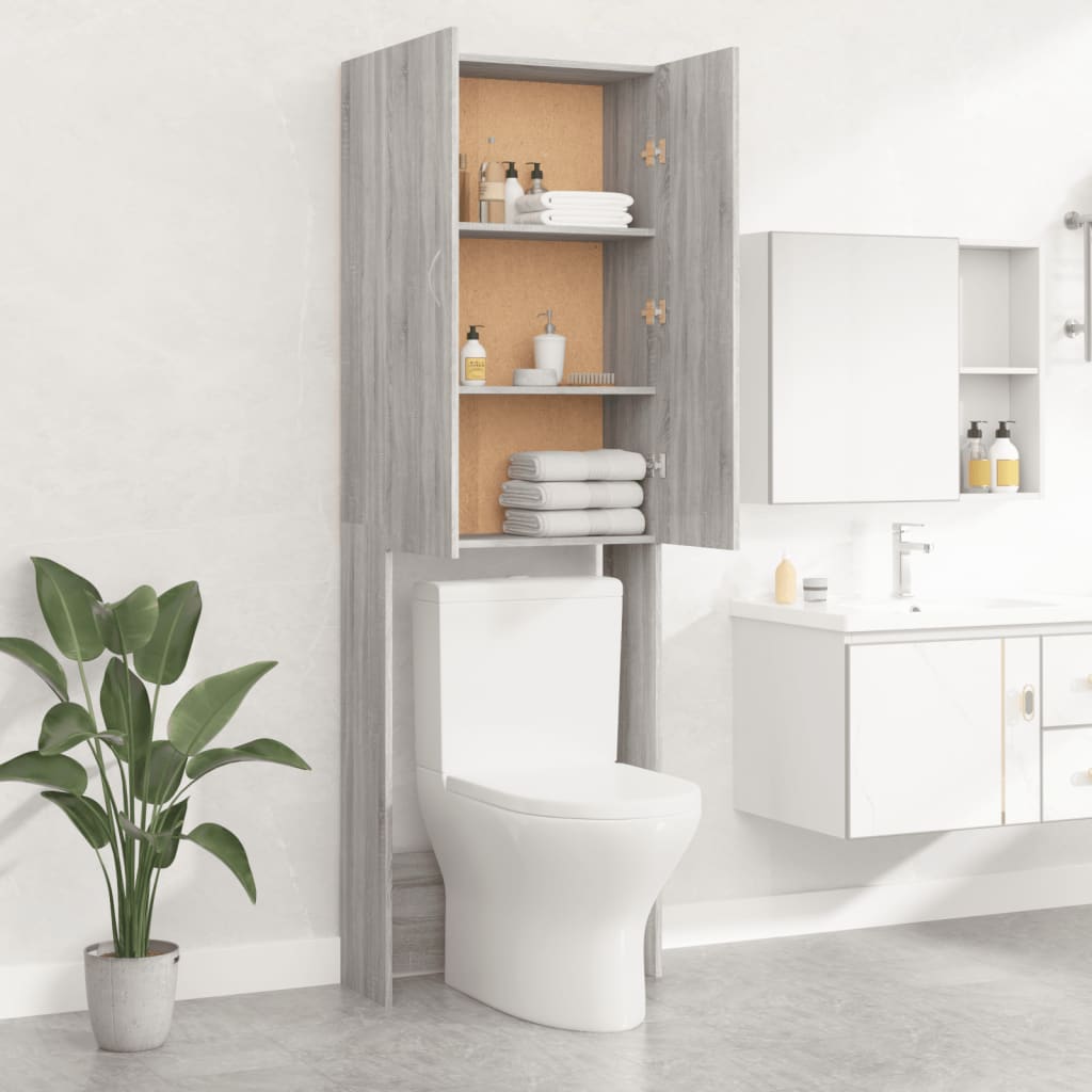 Wasmachinekast 64x25,5x190 cm grijs sonoma eikenkleurig is nu te koop bij PeponiXL, paradijselijk wonen!