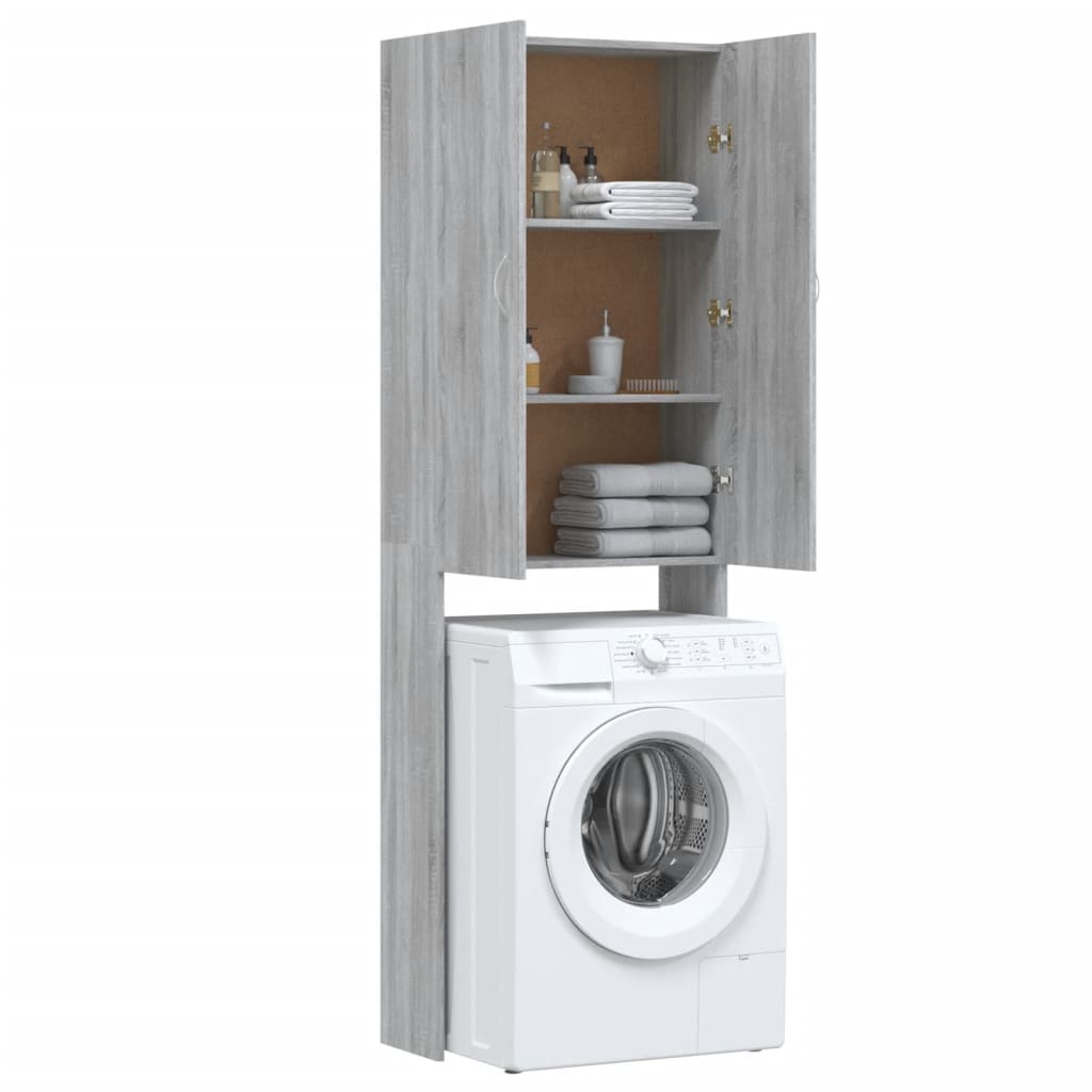 Wasmachinekast 64x25,5x190 cm grijs sonoma eikenkleurig is nu te koop bij PeponiXL, paradijselijk wonen!