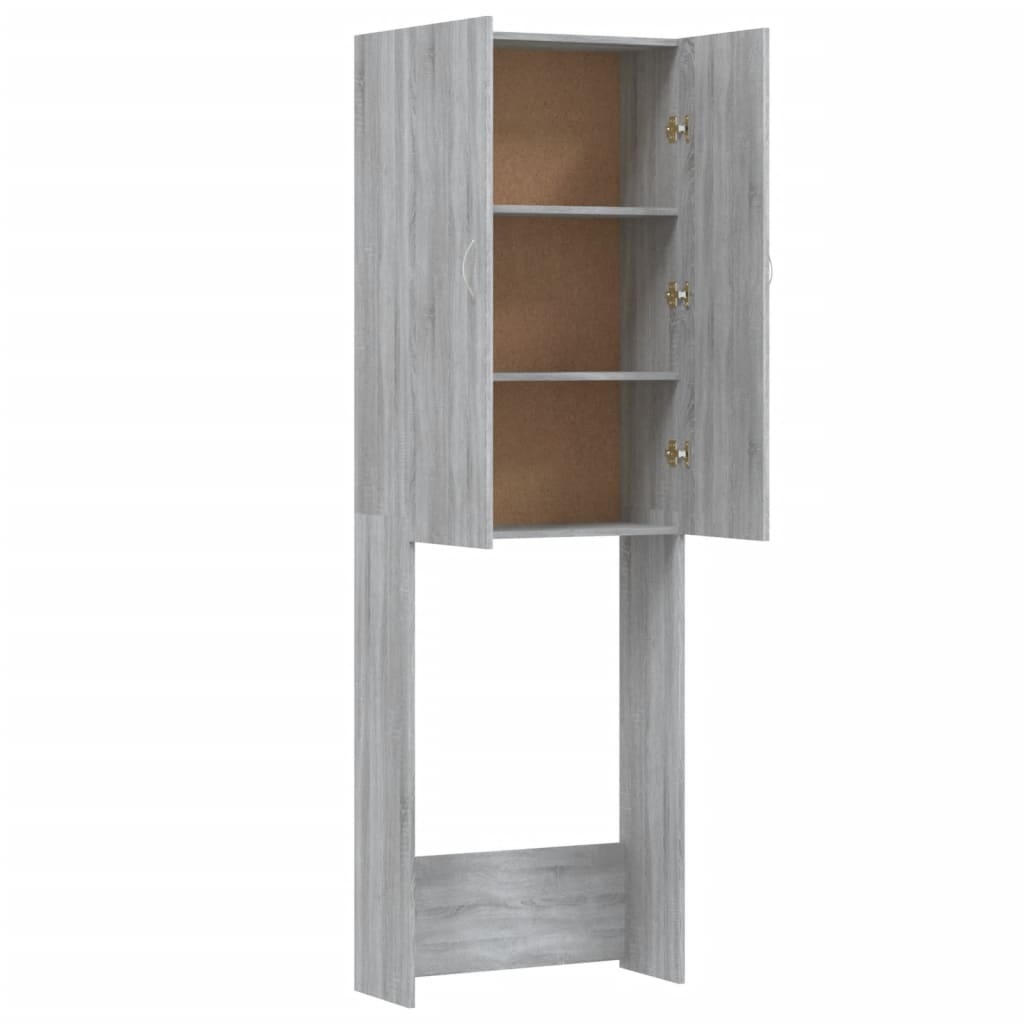 Wasmachinekast 64x25,5x190 cm grijs sonoma eikenkleurig is nu te koop bij PeponiXL, paradijselijk wonen!
