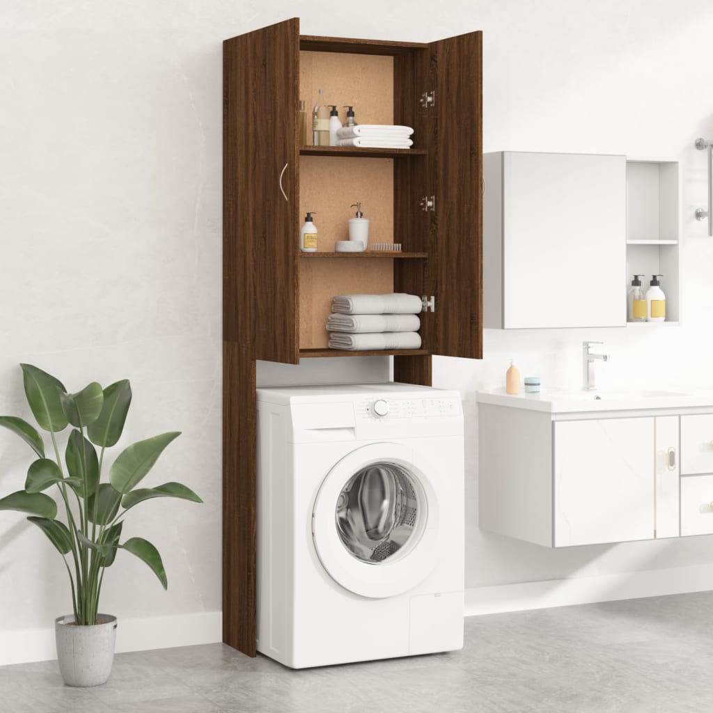 Wasmachinekast 64x25,5x190 cm bruin eikenkleur is nu te koop bij PeponiXL, paradijselijk wonen!