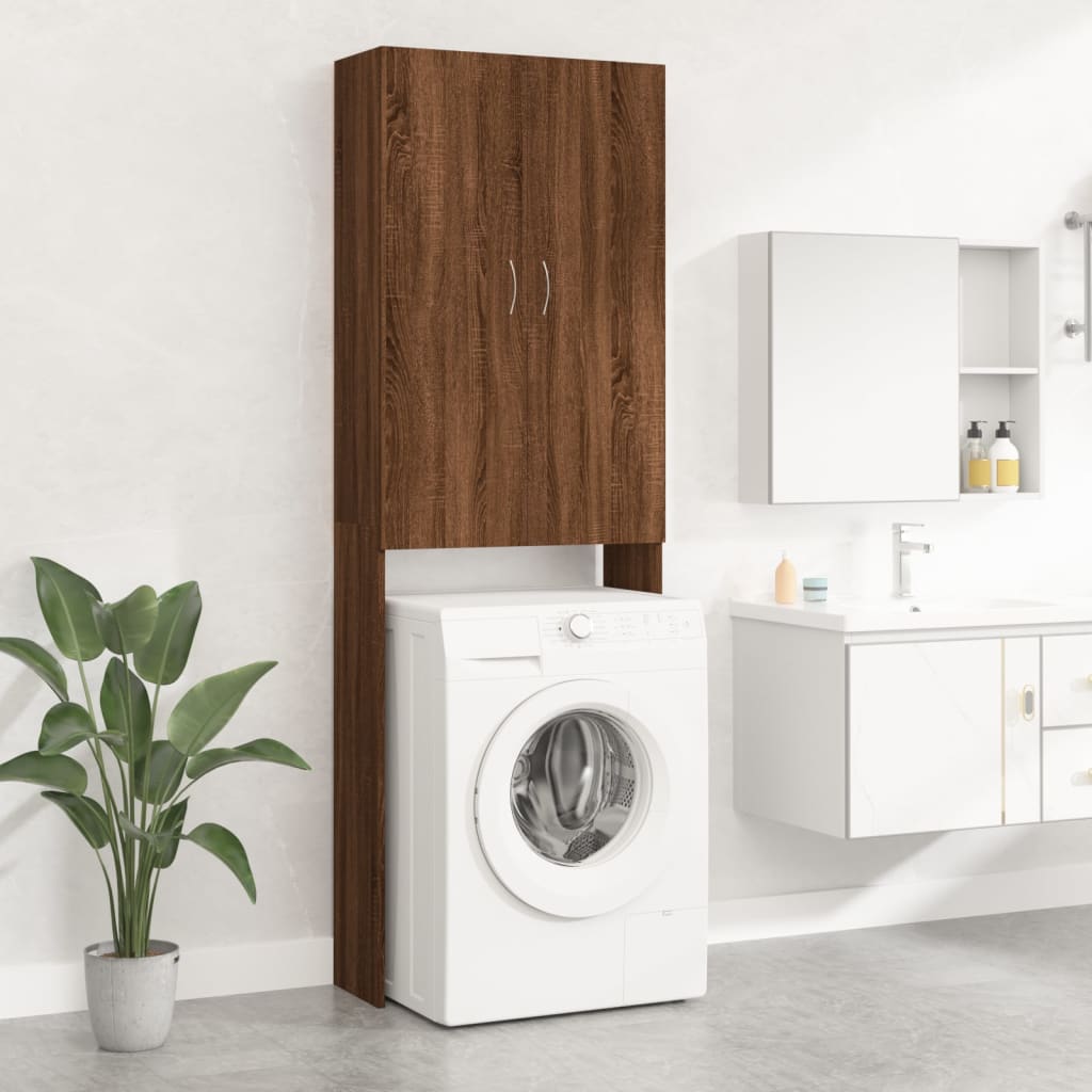 Wasmachinekast 64x25,5x190 cm bruin eikenkleur is nu te koop bij PeponiXL, paradijselijk wonen!