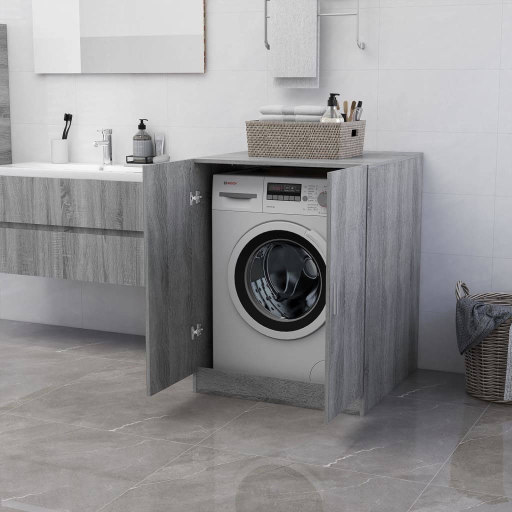 Wasmachinekast 71x71,5x91,5 cm grijs sonoma eikenkleurig is nu te koop bij PeponiXL, paradijselijk wonen!