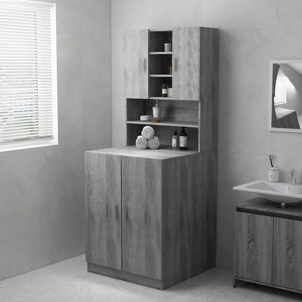 Wasmachinekast 71x71,5x91,5 cm grijs sonoma eikenkleurig is nu te koop bij PeponiXL, paradijselijk wonen!