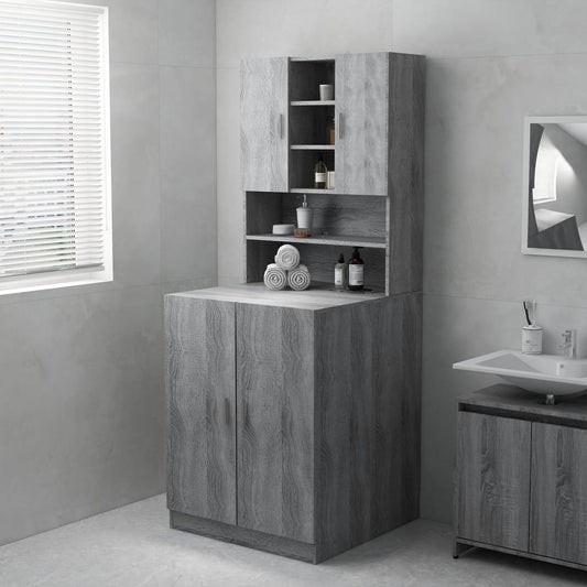 Wasmachinekast 71x71,5x91,5 cm grijs sonoma eikenkleurig is nu te koop bij PeponiXL, paradijselijk wonen!
