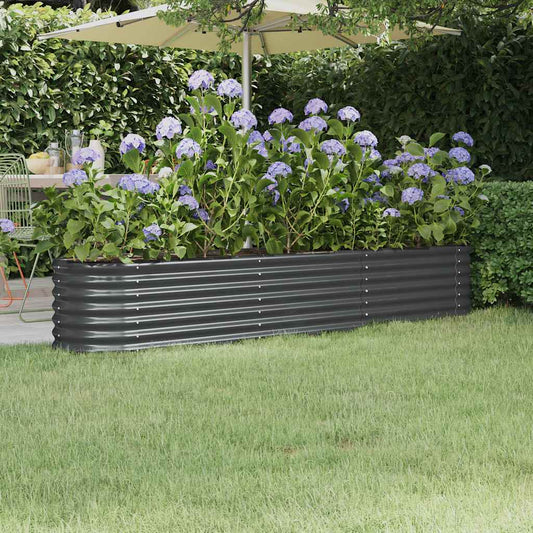 Plantenbak 224x40x36 cm gegalvaniseerd staal antracietkleurig is nu te koop bij PeponiXL, paradijselijk wonen!