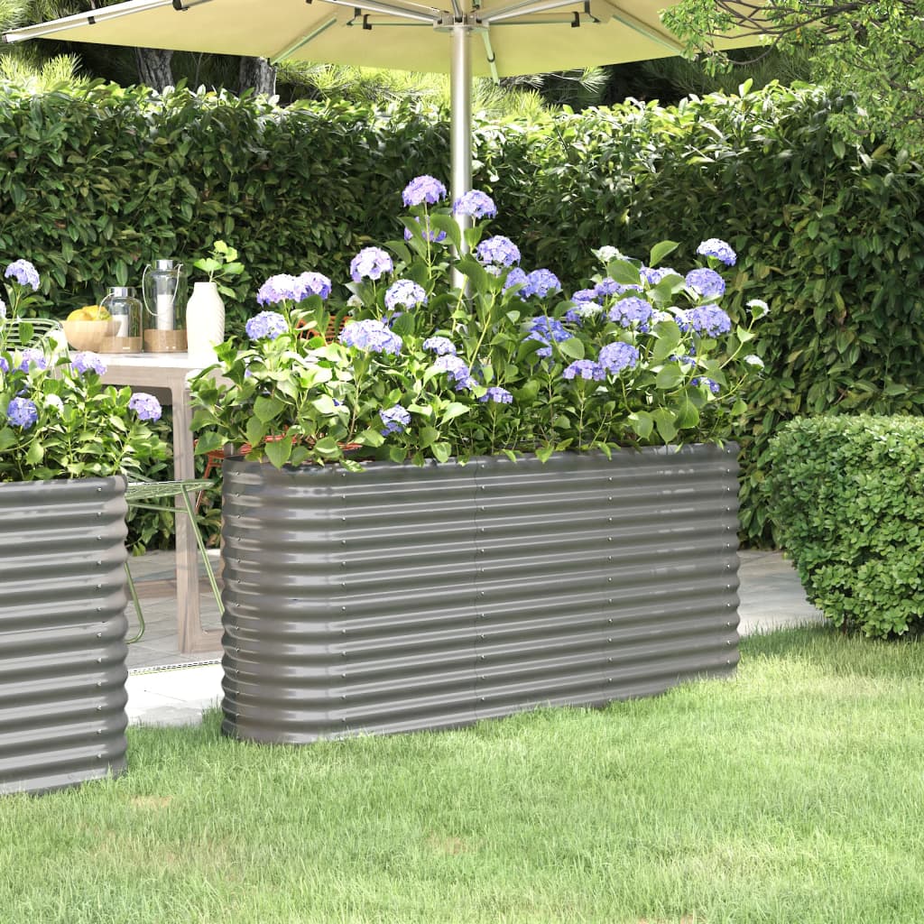 Plantenbak 152x40x68 cm gegalvaniseerd staal grijs is nu te koop bij PeponiXL, paradijselijk wonen!