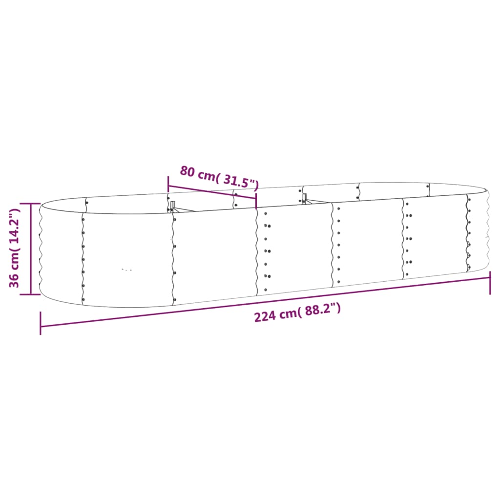 Plantenbak 224x80x36 cm gegalvaniseerd staal bruin is nu te koop bij PeponiXL, paradijselijk wonen!