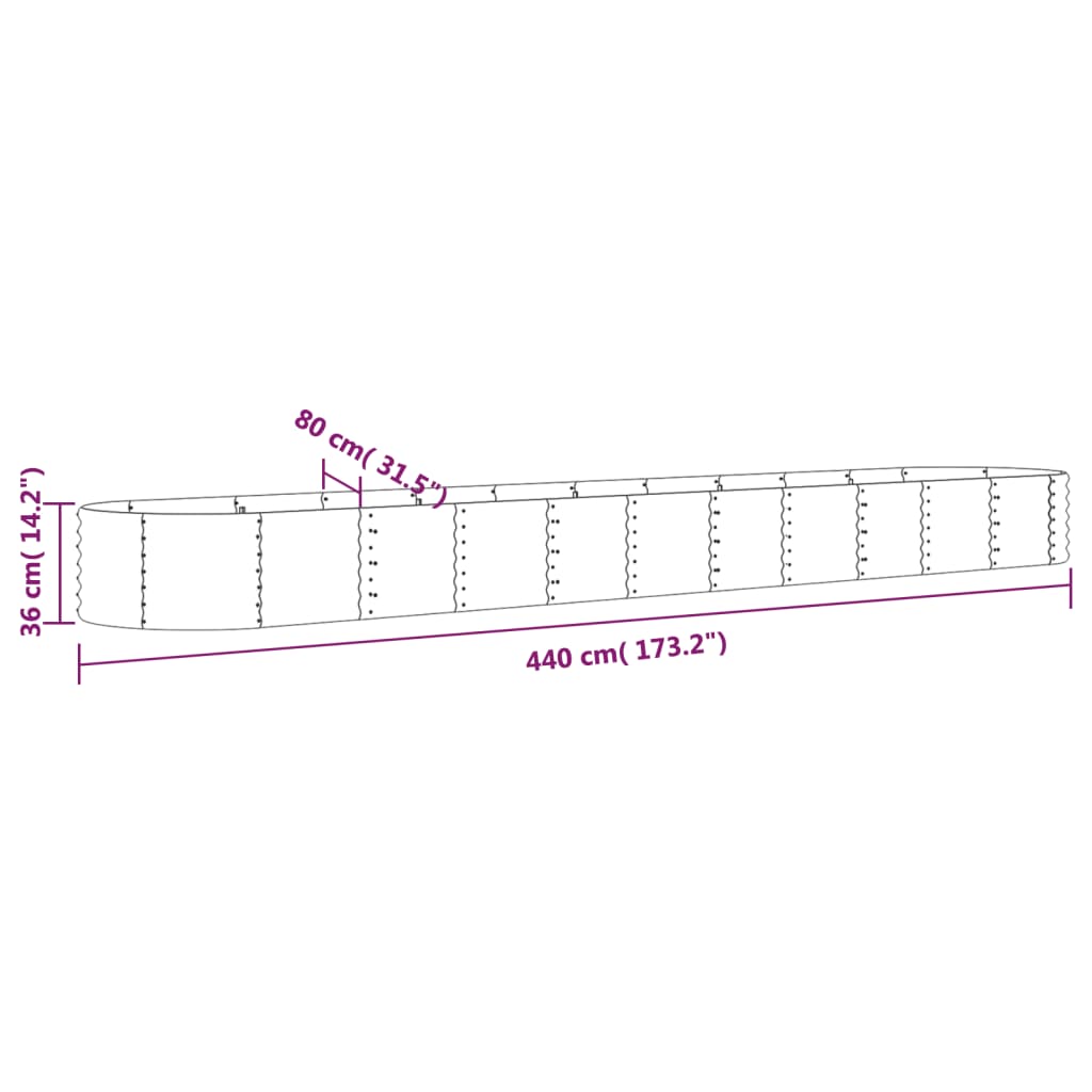 Plantenbak 440x80x36 cm gegalvaniseerd staal zilverkleurig is nu te koop bij PeponiXL, paradijselijk wonen!