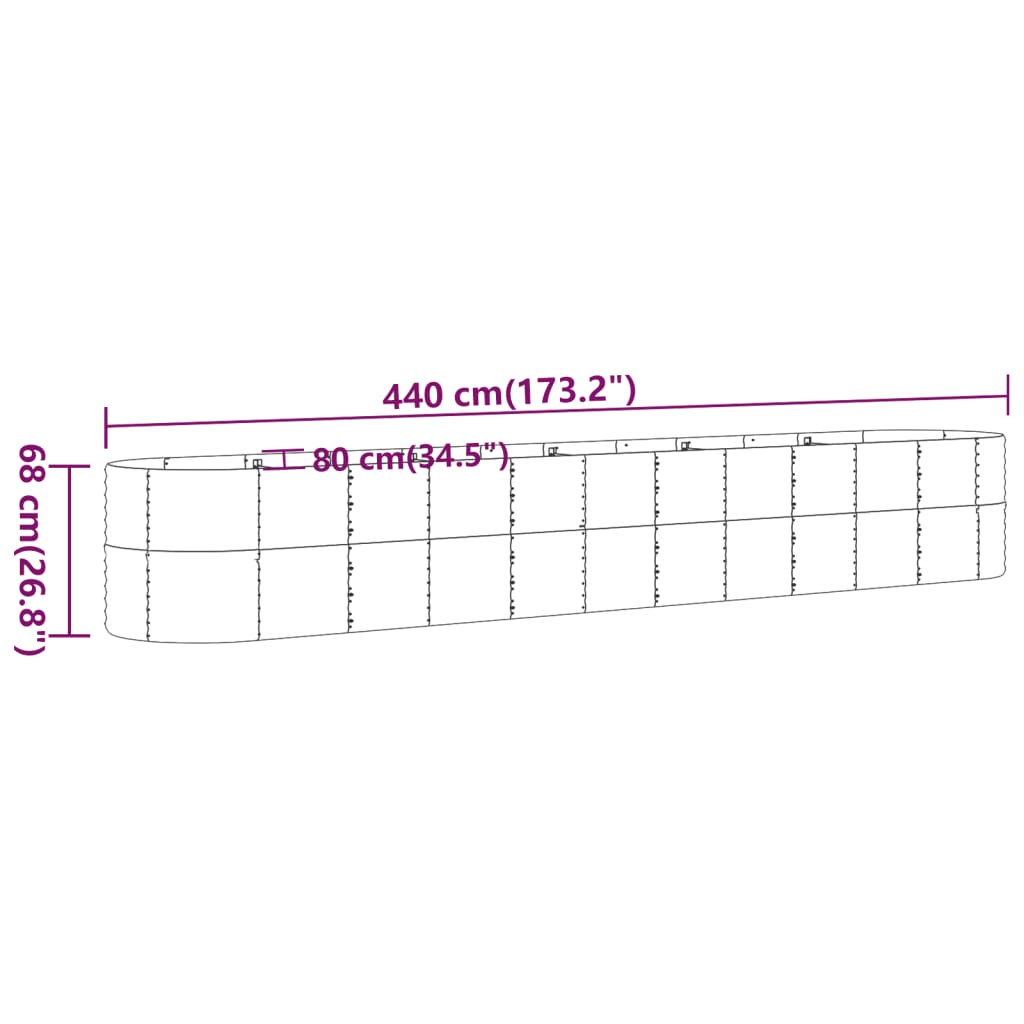 Plantenbak 440x80x68 cm gegalvaniseerd staal grijs is nu te koop bij PeponiXL, paradijselijk wonen!