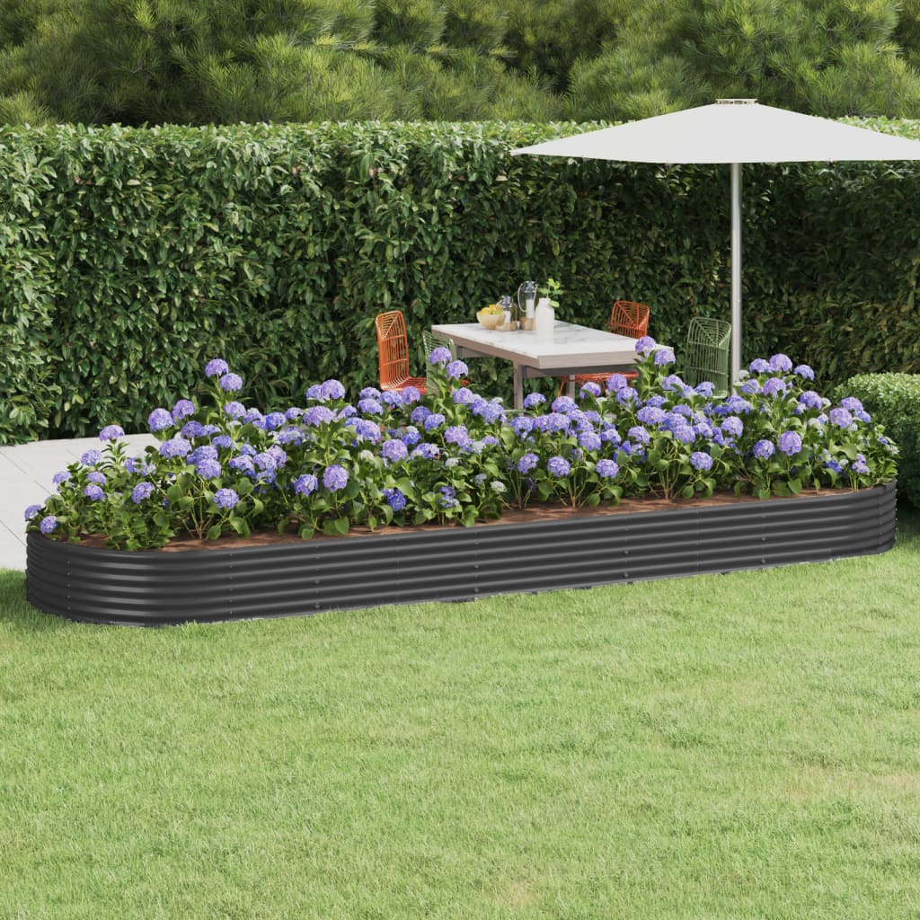 Plantenbak 450x140x36 cm gegalvaniseerd staal antracietkleurig is nu te koop bij PeponiXL, paradijselijk wonen!