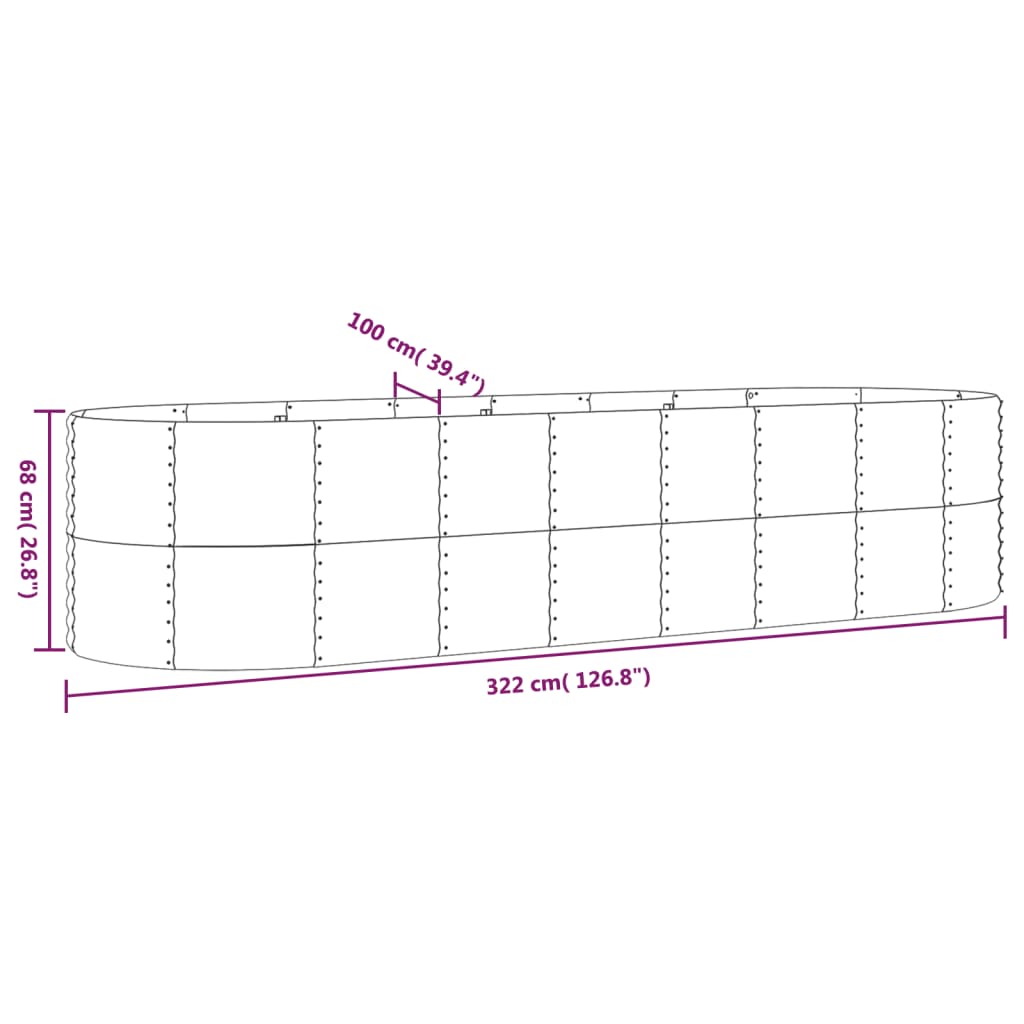 Plantenbak 322x100x68 cm gegalvaniseerd staal groen is nu te koop bij PeponiXL, paradijselijk wonen!