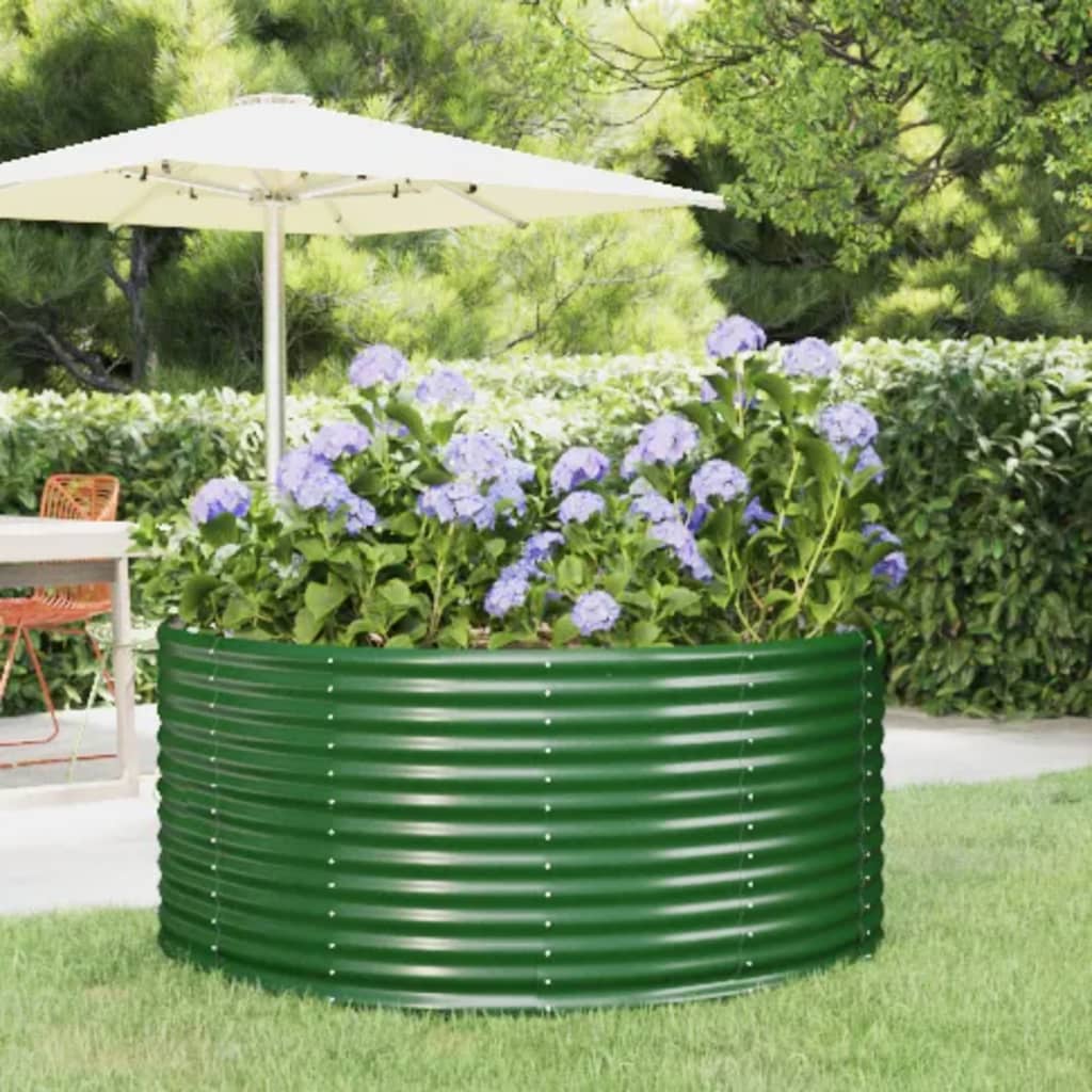 Verhoogde tuinbak groen 140x140x68 cm gegalvaniseerd staal is nu te koop bij PeponiXL, paradijselijk wonen!