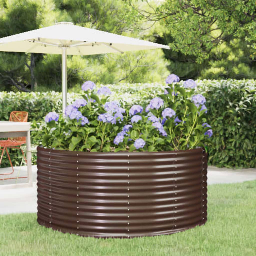 Verhoogde tuinbak bruin 140x140x68 cm gegalvaniseerd staal is nu te koop bij PeponiXL, paradijselijk wonen!
