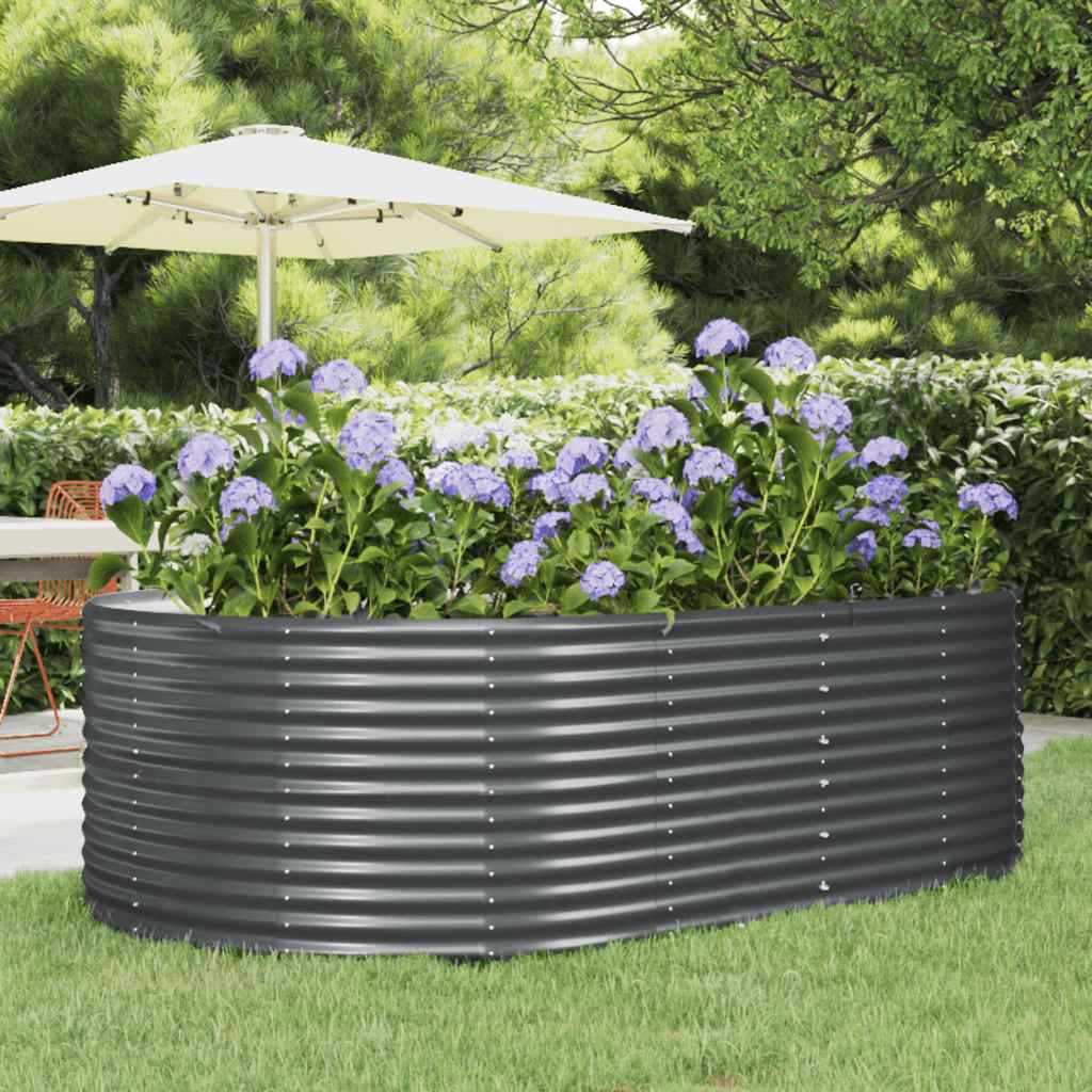Verhoogde tuinbak antraciet 212x140x68 cm gegalvaniseerd staal is nu te koop bij PeponiXL, paradijselijk wonen!