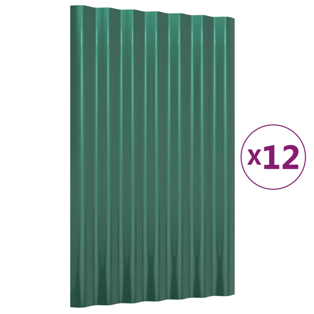 Dakpanelen 12 st 60x36 cm gegalvaniseerd staal groen is nu te koop bij PeponiXL, paradijselijk wonen!