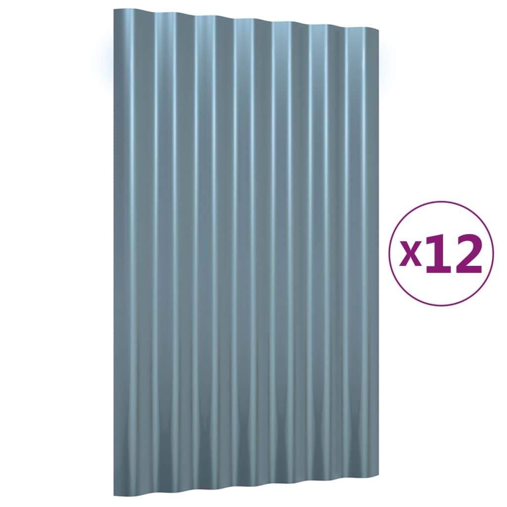 Dakpanelen 12 st 60x36 cm gegalvaniseerd staal grijs is nu te koop bij PeponiXL, paradijselijk wonen!