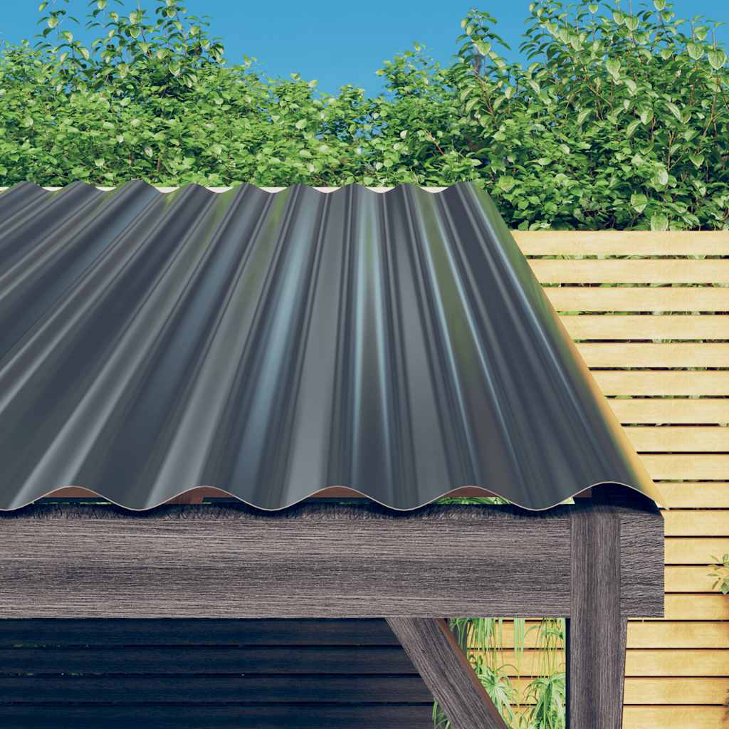 Dakpanelen 12 st 60x36 cm gegalvaniseerd staal antracietkleurig is nu te koop bij PeponiXL, paradijselijk wonen!
