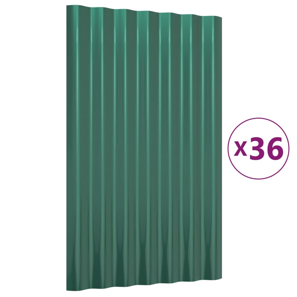 Dakpanelen 36 st 60x36 cm gegalvaniseerd staal groen is nu te koop bij PeponiXL, paradijselijk wonen!