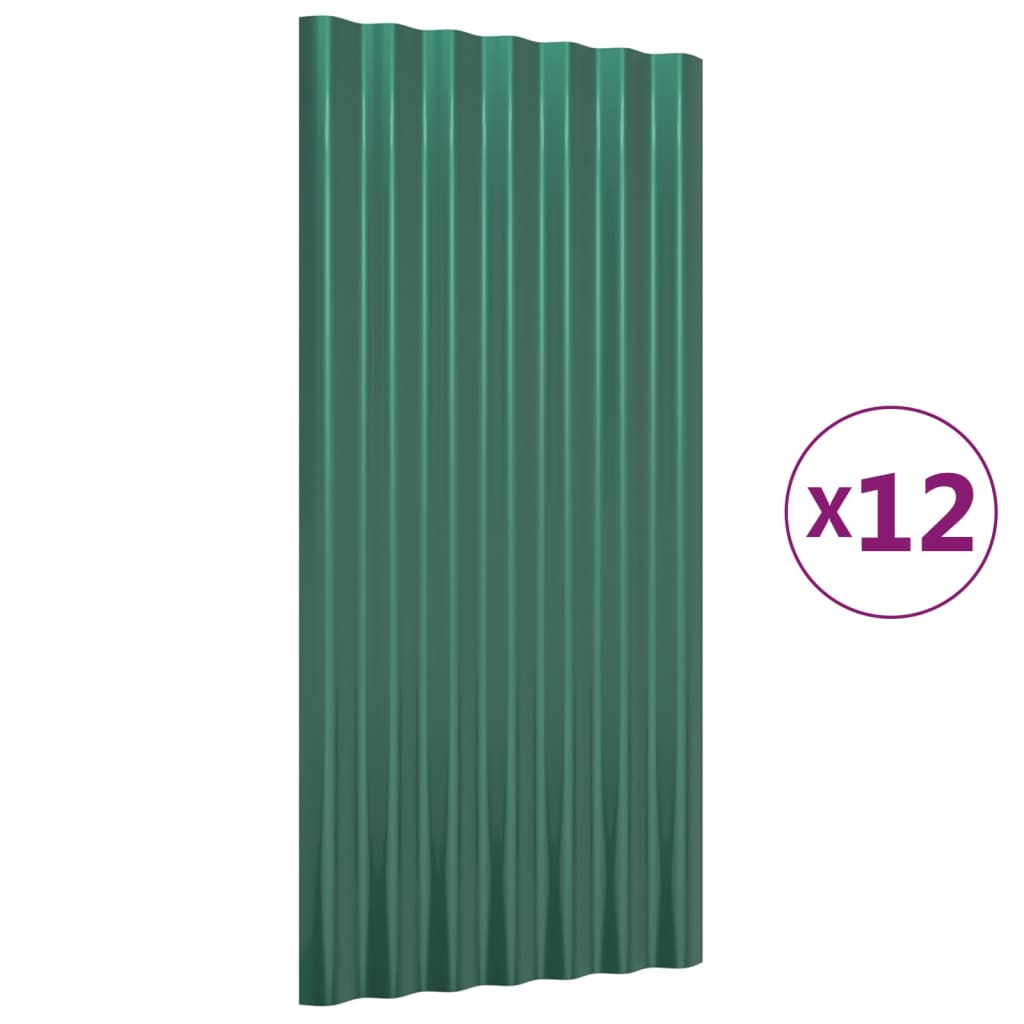 Dakpanelen 12 st 80x36 cm gegalvaniseerd staal groen is nu te koop bij PeponiXL, paradijselijk wonen!