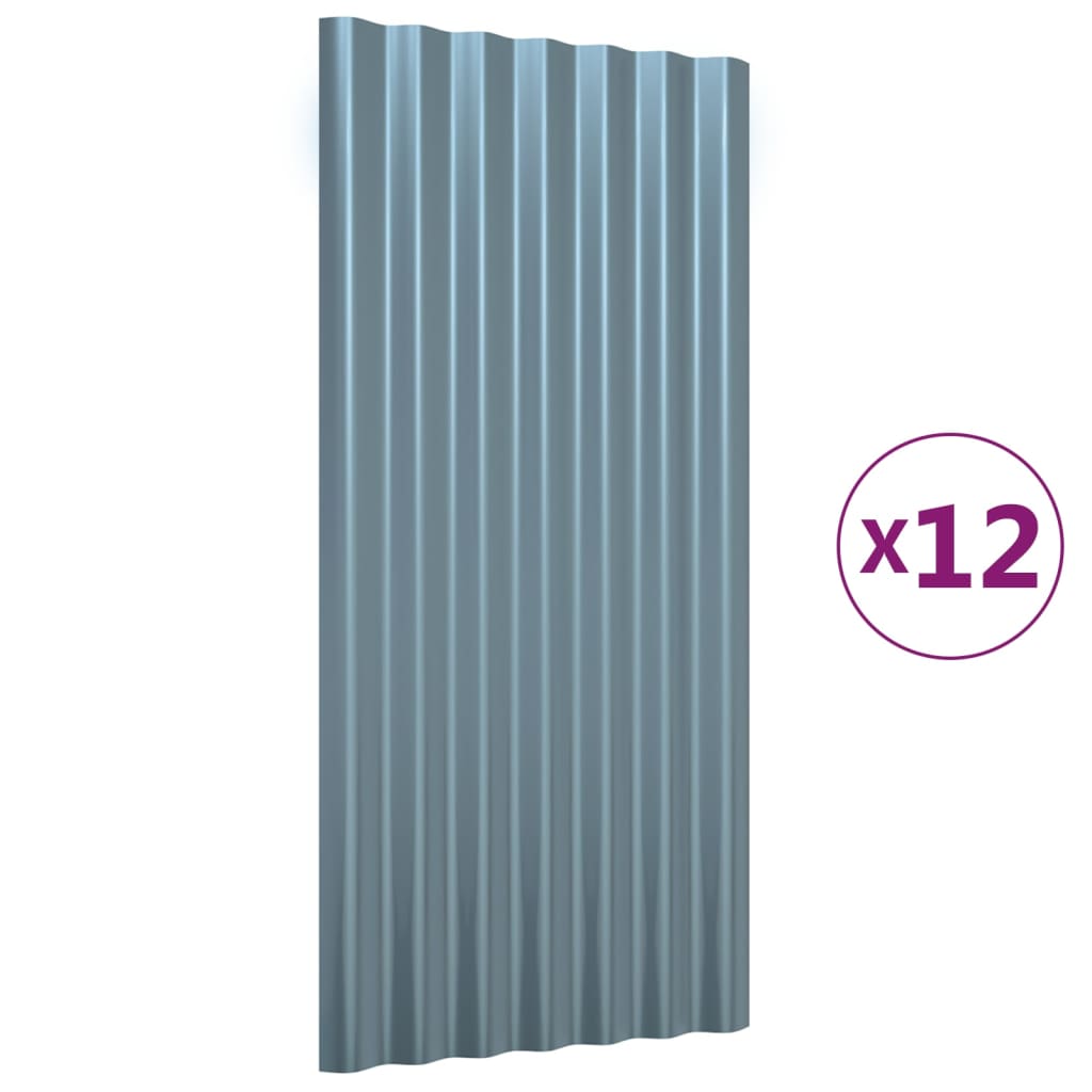 Dakpanelen 12 st 80x36 cm gegalvaniseerd staal grijs is nu te koop bij PeponiXL, paradijselijk wonen!