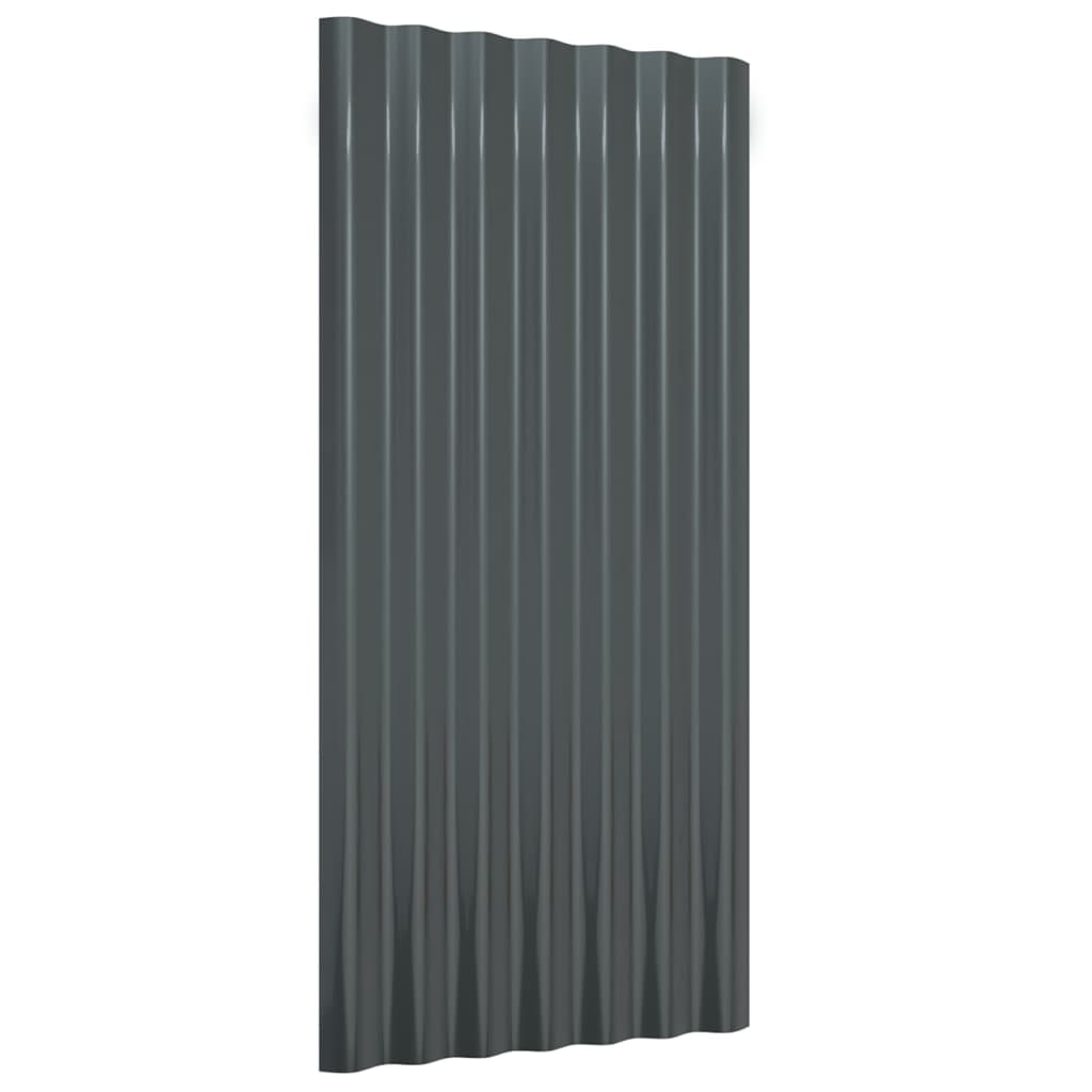 Dakpanelen 12 st 80x36 cm gegalvaniseerd staal antracietkleurig is nu te koop bij PeponiXL, paradijselijk wonen!