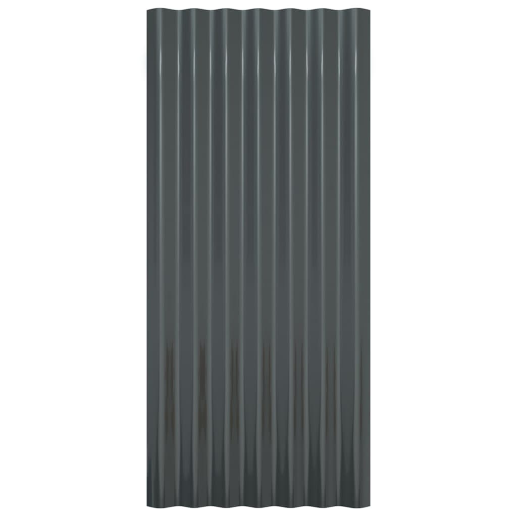 Dakpanelen 12 st 80x36 cm gegalvaniseerd staal antracietkleurig is nu te koop bij PeponiXL, paradijselijk wonen!