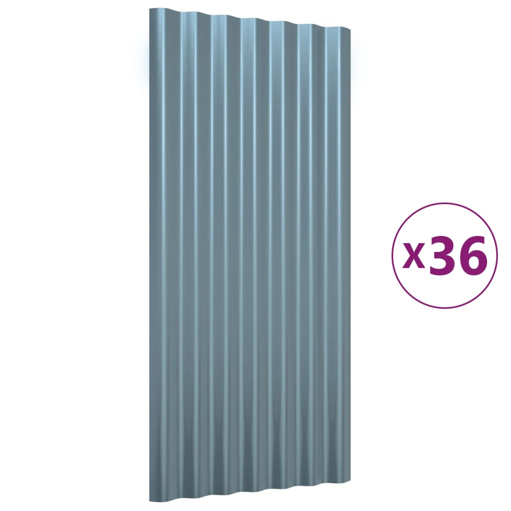 Dakpanelen 36 st 80x36 cm gegalvaniseerd staal grijs is nu te koop bij PeponiXL, paradijselijk wonen!