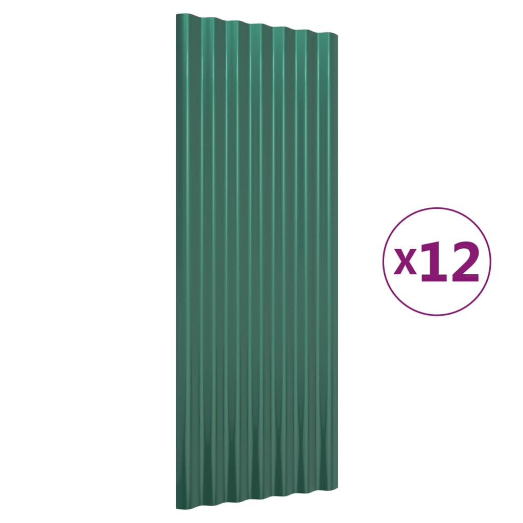 Dakpanelen 12 st 100x36 cm gegalvaniseerd staal groen is nu te koop bij PeponiXL, paradijselijk wonen!