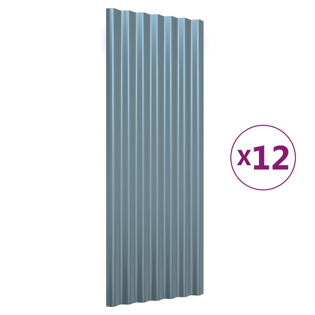 Dakpanelen 12 st 100x36 cm gegalvaniseerd staal grijs is nu te koop bij PeponiXL, paradijselijk wonen!