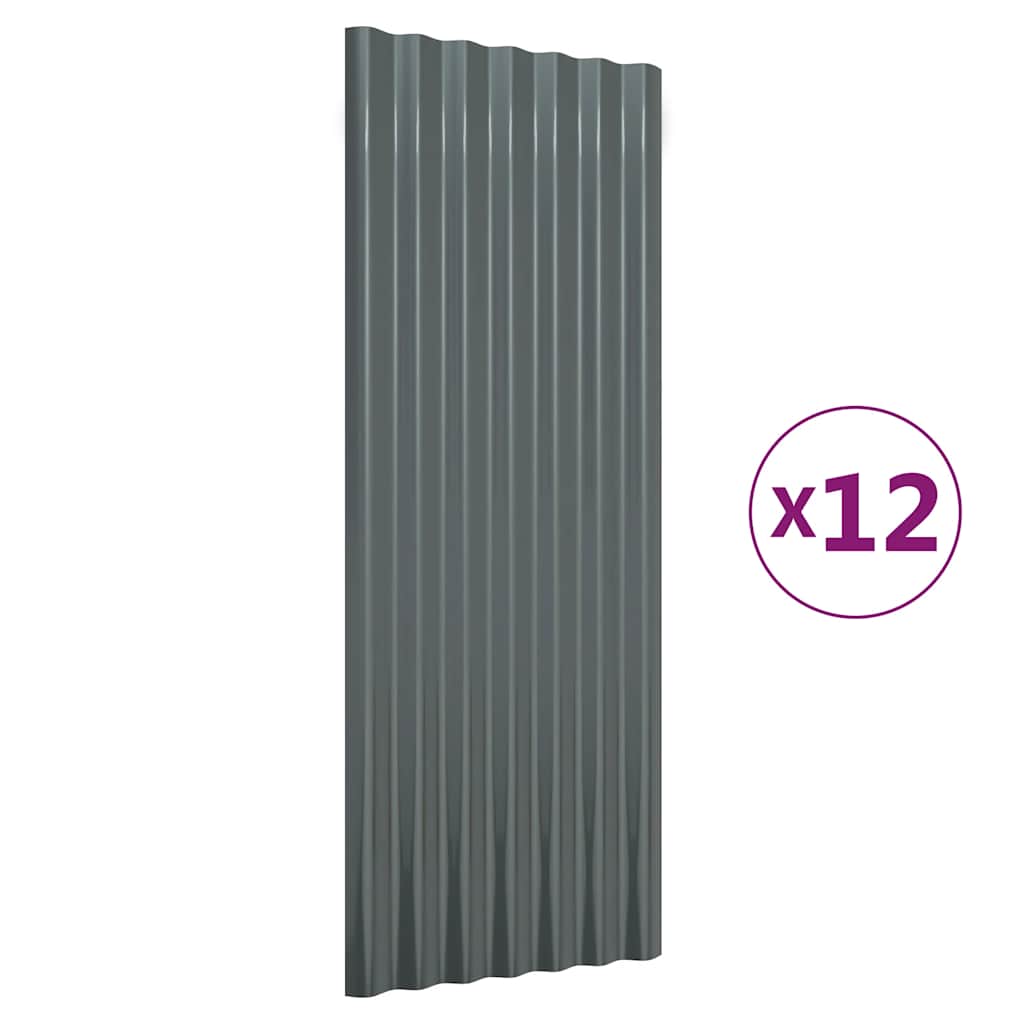 Dakpanelen 12 st 100x36 cm gegalvaniseerd staal antracietkleurig is nu te koop bij PeponiXL, paradijselijk wonen!