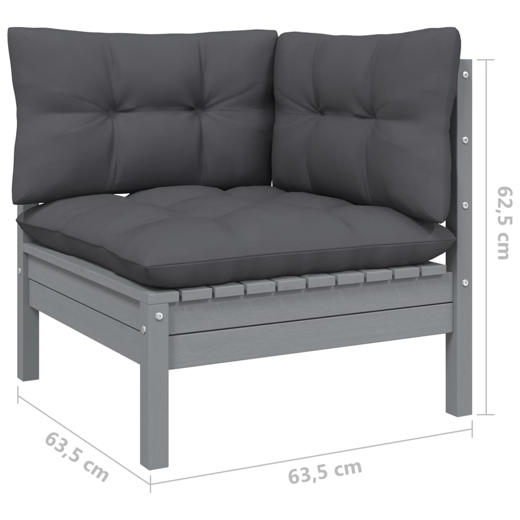 3-delige Loungeset met antracietkleurige kussens grenenhout is nu te koop bij PeponiXL, paradijselijk wonen!