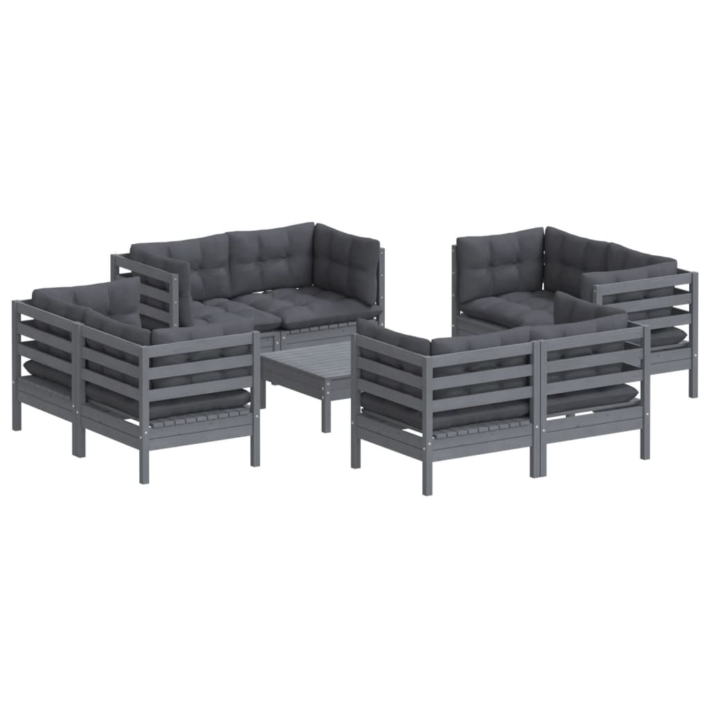 9-delige Loungeset met antracietkleurige kussens grenenhout is nu te koop bij PeponiXL, paradijselijk wonen!