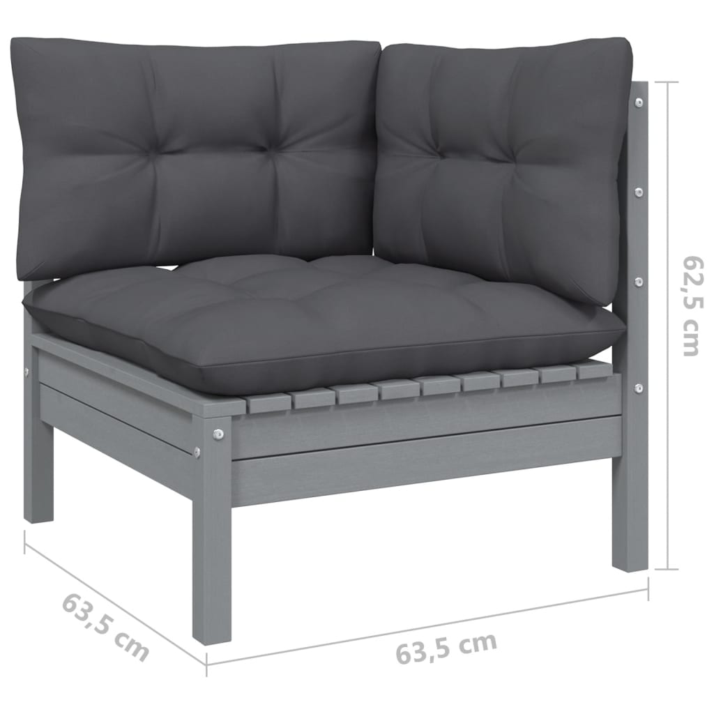 9-delige Loungeset met antracietkleurige kussens grenenhout is nu te koop bij PeponiXL, paradijselijk wonen!