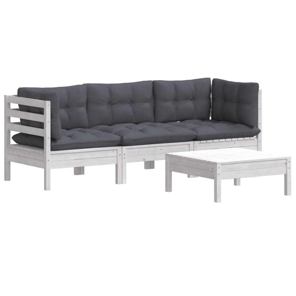 4-delige Loungeset met antracietkleurige kussens grenenhout is nu te koop bij PeponiXL, paradijselijk wonen!