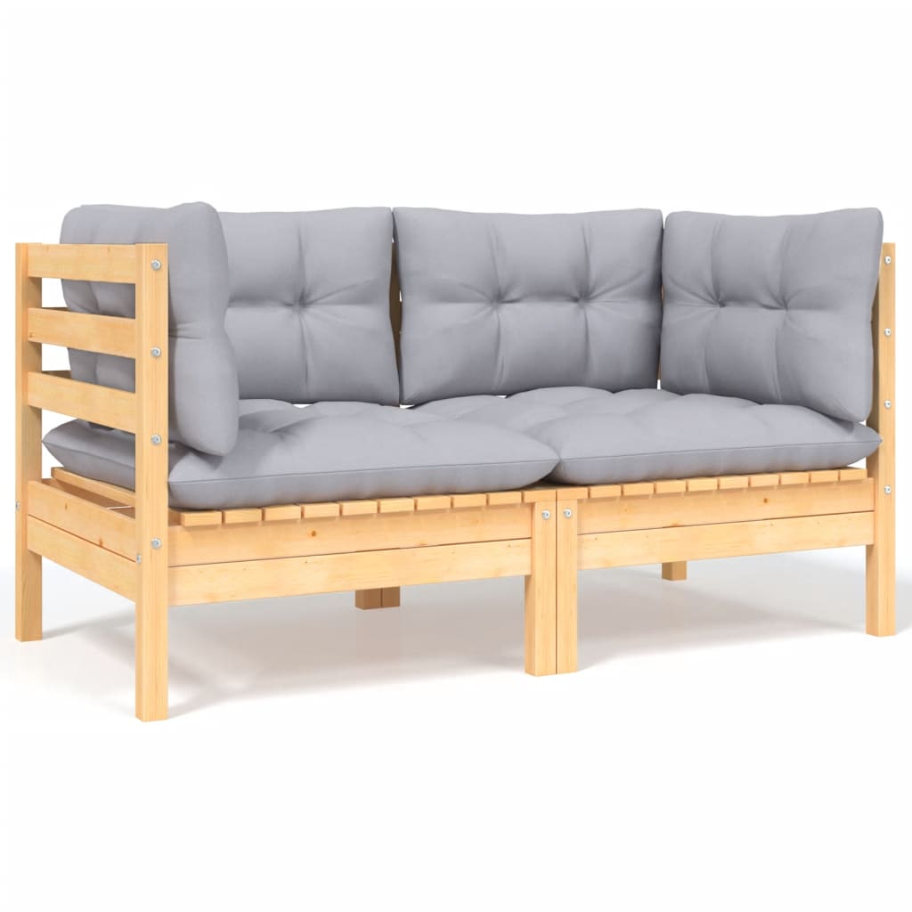4-delige Loungeset met grijze kussens massief grenenhout is nu te koop bij PeponiXL, paradijselijk wonen!